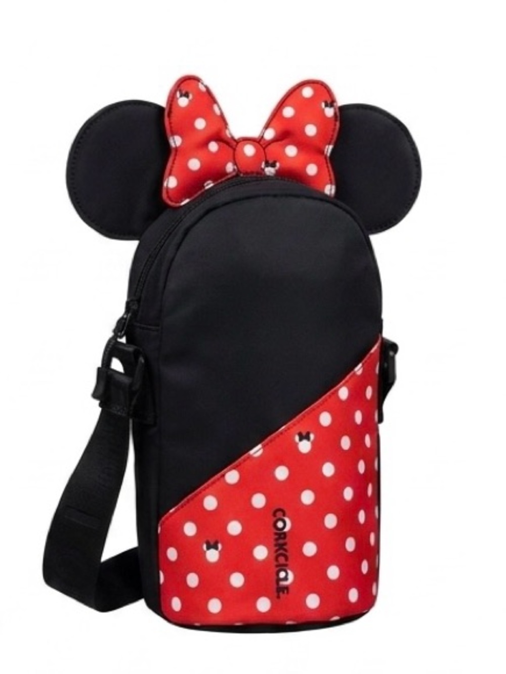 Corkcicle Black Crossbody Bag with Red Polka-Dot Bow & Ears